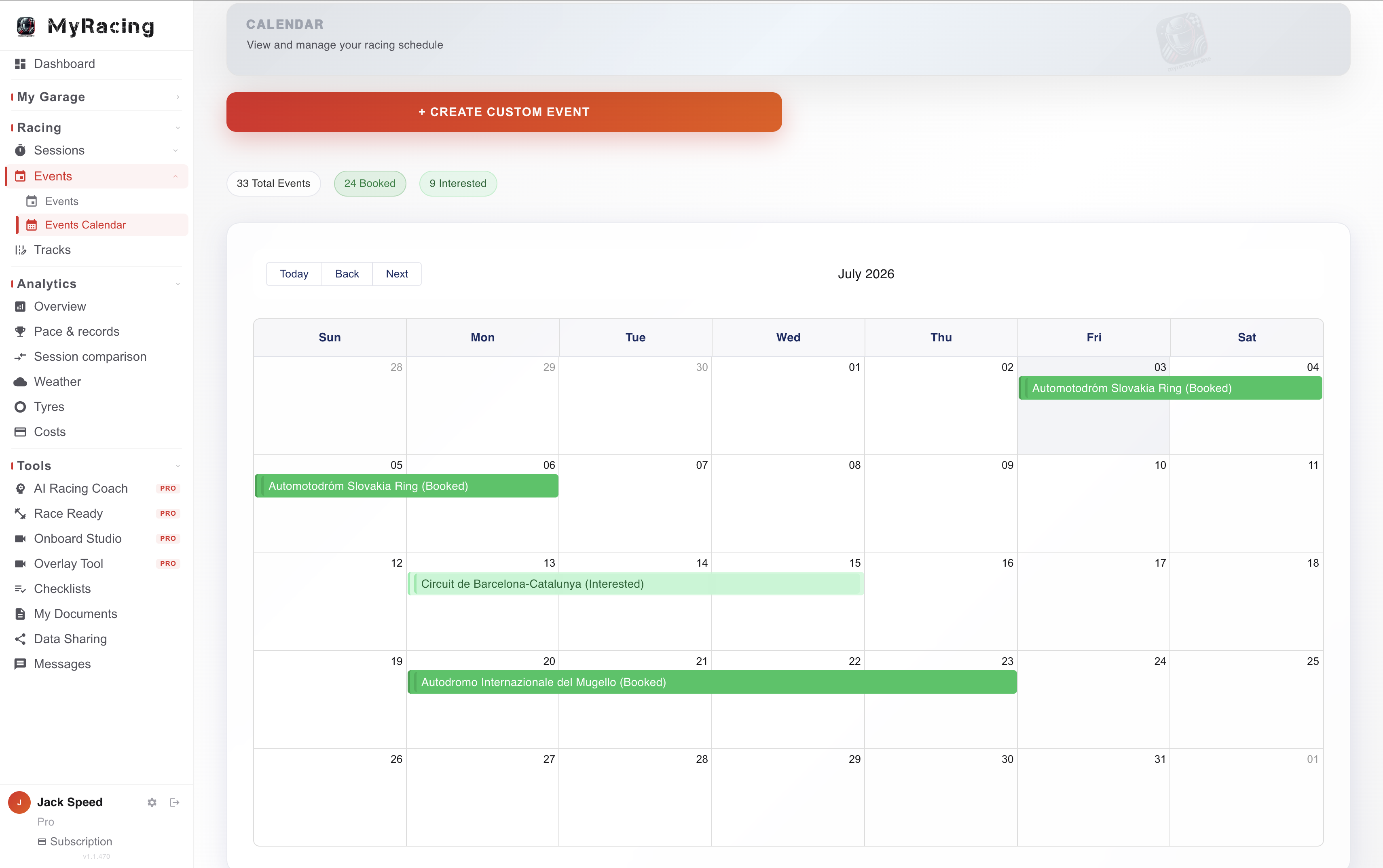 Events — calendar